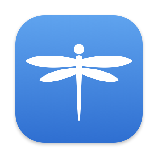 Ten Breaths app icon: a white dragonfly on a blue tile